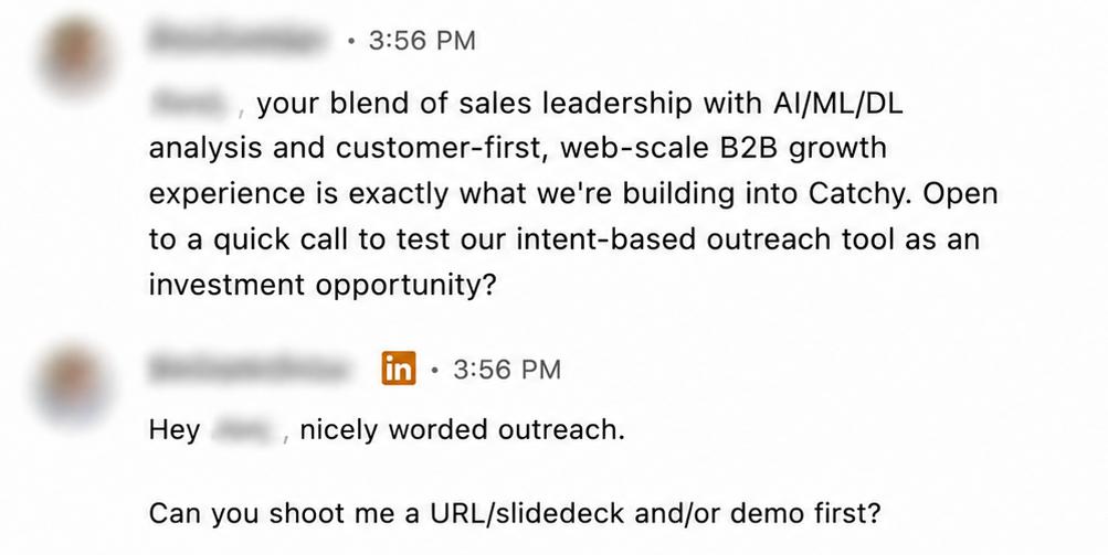 Investor asking for deck — AI / B2B growth